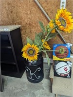 Painted Milk Can with Decorative Sunflowers