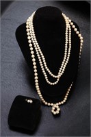 (2) Pearl Necklace with Earrings