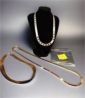 (3) Sterling Gold Plate Necklaces 2.845 Troy Oz