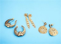 (3) Sets of 14K Gold Earrings 11.3 Grams