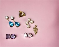 (4) Sets of 14K Gold Earrings w/ Stones Total