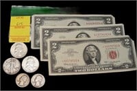 (3) Red Seal $2 Bills (1 Star) and $2 Face Value