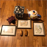 Mixed Lot - Teapot, Art, Candle Holder & More