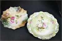 (2) Hand Painted Austria Floral Plates
