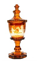 Antique Bohemian Glass Copal w Cover