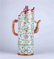 Good Chinese Famille Rose Pitcher w Cover