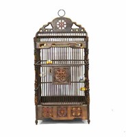 Antique Painted & Gilt Wood Bird Cage