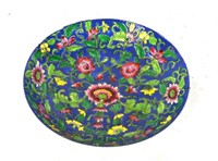 Chinese Blue Ground Famille Rose Plate