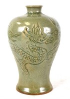 Chinese Carved Longquan Glazed Vase