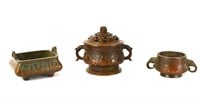 Three Chinese Small Bronze Censers
