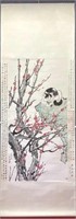 Chinese Painting Scroll w Cat