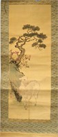 Japanese Painting Scroll of Goat