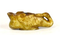 Chinese Carved Rustic Jade Figure of Goose