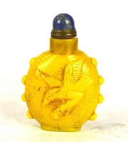 Chinese Carved Yellow Perking Glass Snuff Bottle