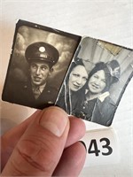 2 Photobooth Photos WW2 w Paratrooper, Kiss