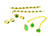 Group of Green Stone Insert Custon Jewelry