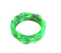 Chinese Carved Green Stone Bangle