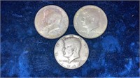 (3) 1966 Kennedy half dollars