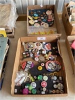 2 Boxes of Collectible Pins / Buttons