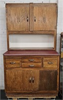 1920s Hoosier Cabinet With Red Laminated Top
