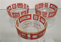 Lot Of 3 Atomic age Glassware Serving Bowls