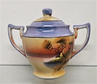 Vintage Japanese Lusterware Sugar Bowl 5 In. Tall