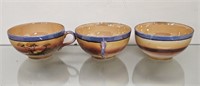 Lot Of 3 Vintage Japanese Lusterware Teacups 2 in.