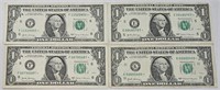 Lot Of 4 Star Note $1 Dollar Bills