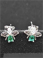 Sterling Silver w Lab Created Emeralds & White