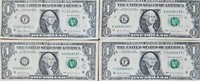 Lot Of 4 Star Note $1 Dollar Bills