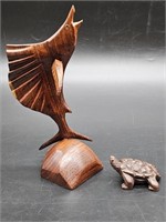 2- Carved  Swordfish & Turtle