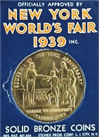 New York Worlds Fair 1939 Solid Bronze Coin