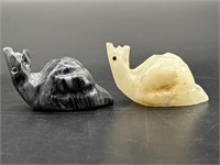 2- Hand Carved Onyx Snails