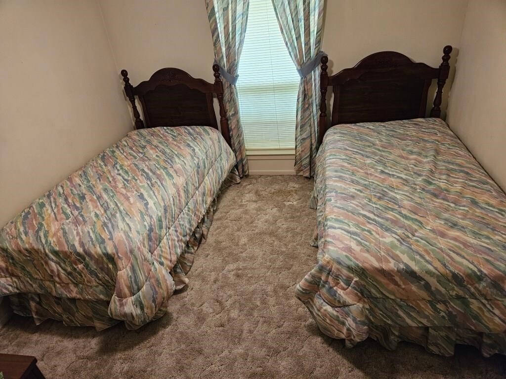 2- Twin Beds, Bedding & Curtains.  Frame,