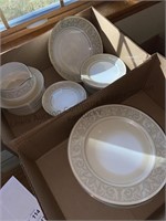 2 box lot of imperial China plates saucers gravy