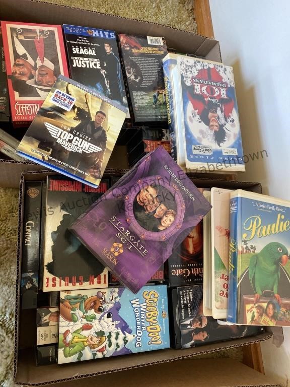 2 box lot VHS tapes Blu-ray CDs