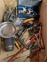 Box of copper working tools, an assortment of