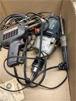 Corded drill, soldering gun and an assortment of