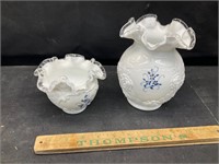 2 pcs of hand painted Fenton