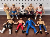 Lot of 9 Titan Wrestling figures 1998 WWE/WWF