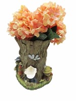 Ceramic Vase W/Artificial Flowers 10"T