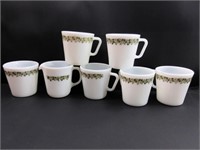 Vintage Pyrex Coffee Cups W/Creamer