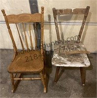 Small Rocking Chair & Wood Chair