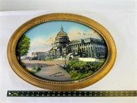 Vintage US Capital Building Oval Framed Art