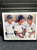 Whitey Ford Billy Martin Mickey Mantle Signed Phot