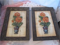 LOT 128 HEAVY CERAMIC FLORAL WALL DECOR