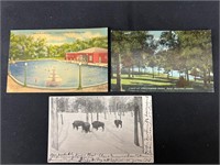 3-Antique Postcards Des Moines Greenwood Park