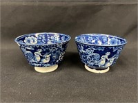 (2) Antique Flo Blue Custard Bowls 2.5"