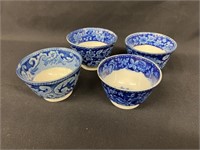 (4) Antique Flo Blue Custard Bowls 2.25"