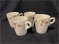 (4) Hall Jewel T Autumn Leaf Conic Mugs 3 7/8"